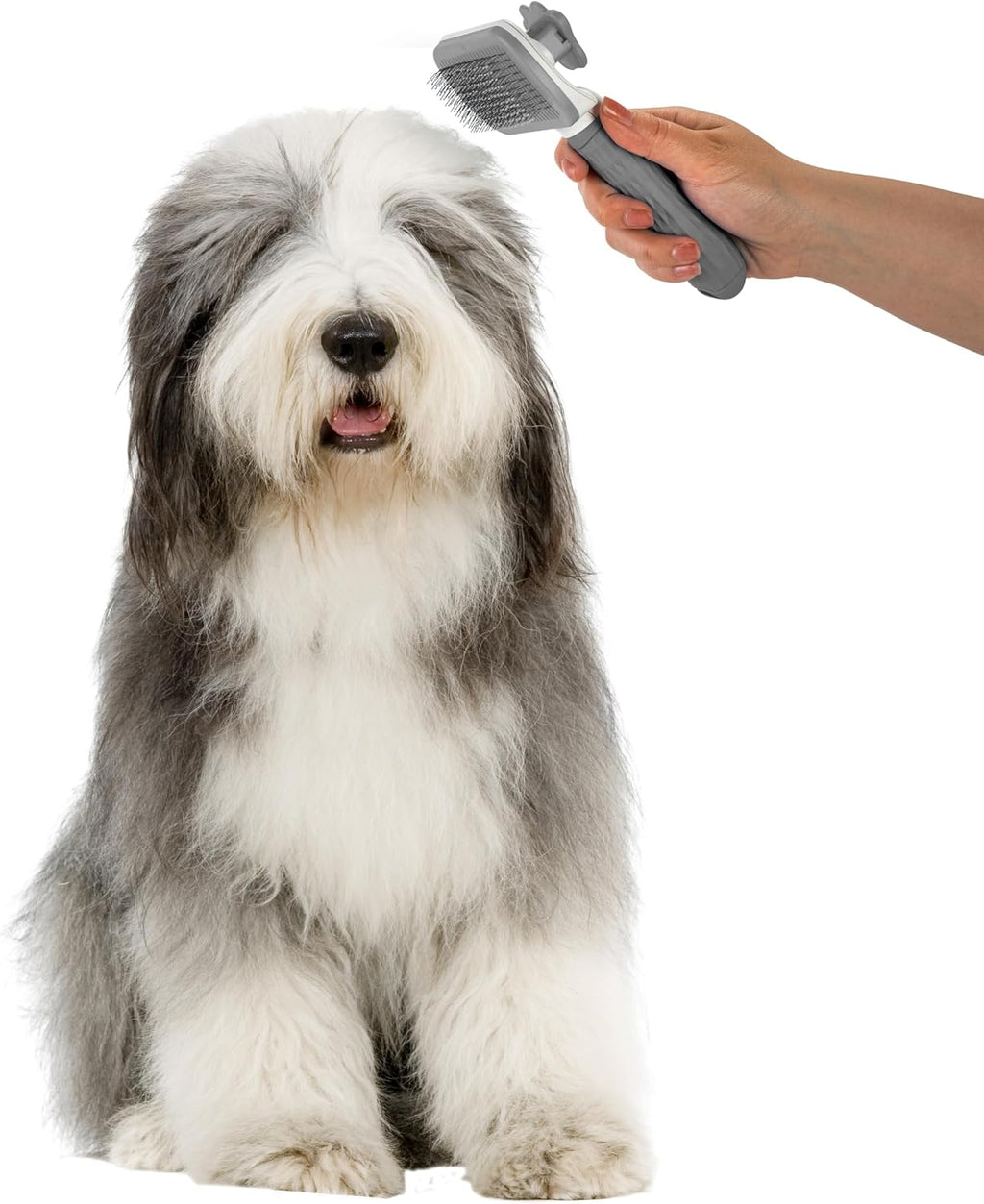 Self Cleaning Slicker Brush - PINK/GREY/BLUE - 1Pc- Pet Grooming Shedding Brush for Dogs and Cats - Remove Loose Undercoat & Tangles - Massaging Tool for Long or Short Hair
