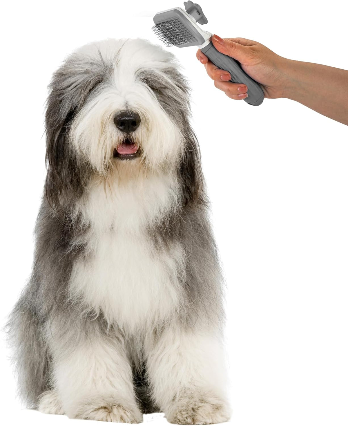 Self Cleaning Slicker Brush - PINK/GREY/BLUE - 1Pc- Pet Grooming Shedding Brush for Dogs and Cats - Remove Loose Undercoat & Tangles - Massaging Tool for Long or Short Hair