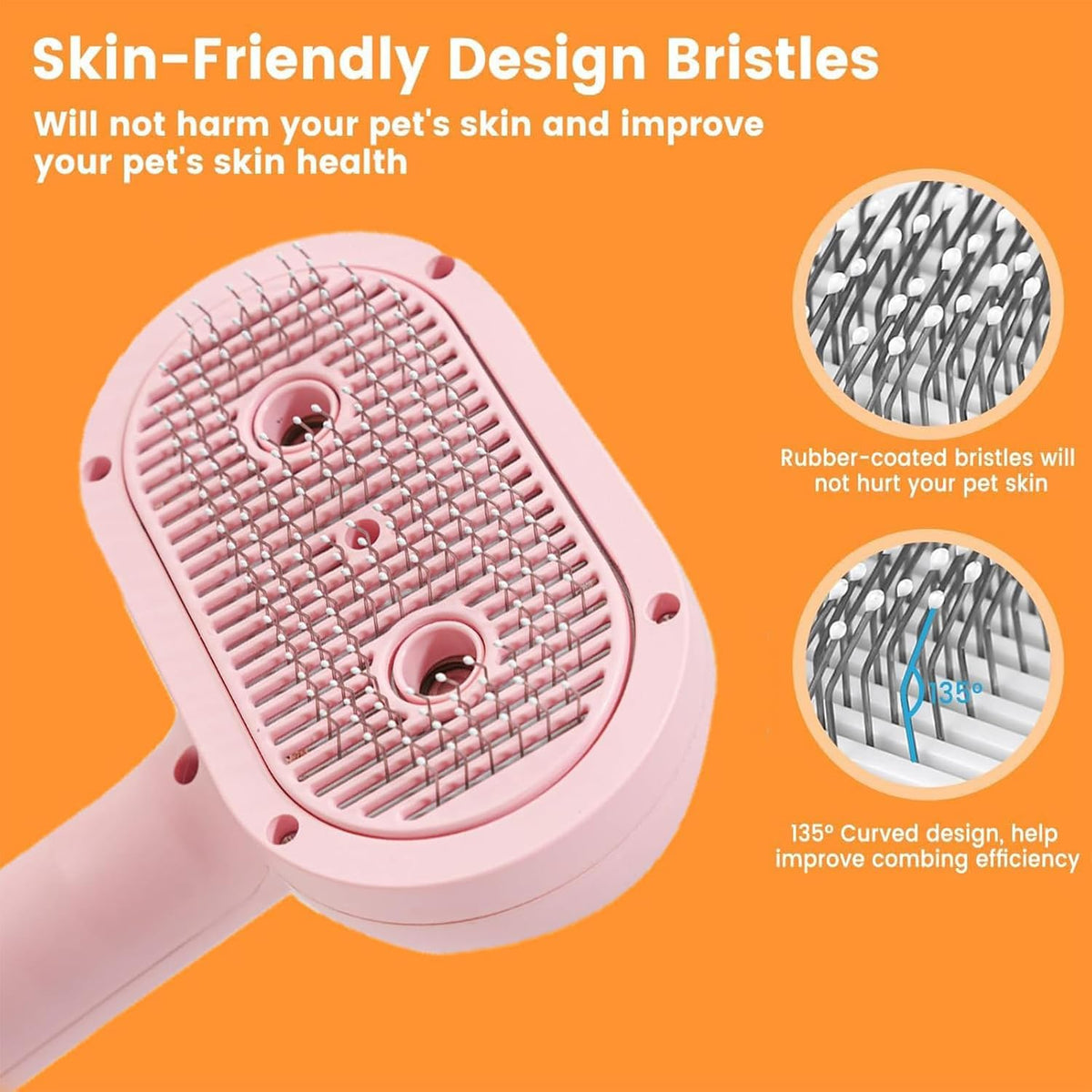 3-in-1 Mist Grooming Brush – Self-Cleaning Mist Spray Comb for Shedding, Hair Removal Tool for Dogs & Cats, Pink